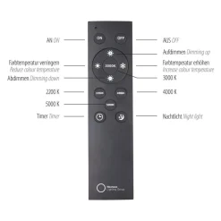 PURE LED-loftlampe Lines, hvid, 110 cm, CCT, fjernbetjening