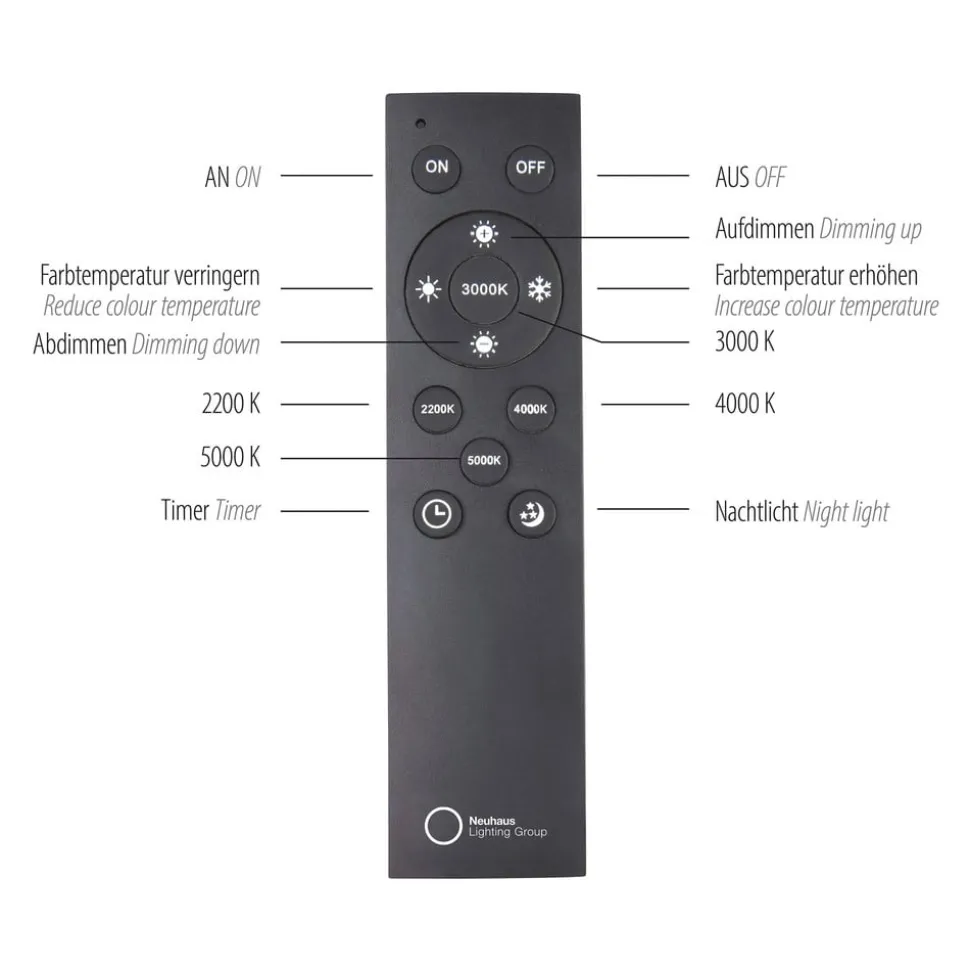 PURE LED-loftlampe Lines, hvid, 110 cm, CCT, fjernbetjening