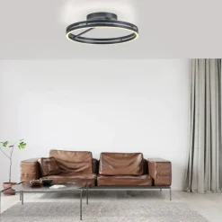 PURE LED-loftlampe Loop, grå, metal, Ø 60 cm, CCT