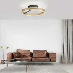 PURE LED-loftlampe Loop messing/sort metal Ø 60 cm CCT