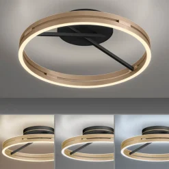 PURE LED-loftlampe Loop messing/sort metal Ø 60 cm CCT