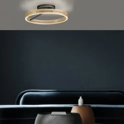 PURE LED-loftlampe Loop messing/sort metal Ø 60 cm CCT