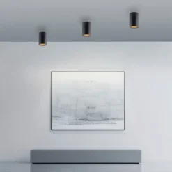 PURE LED-loftlampe til badeværelset Point, sort Ø 6 cm, metal, IP44