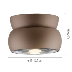 PURE LED-loftspot Move, Ø 12 cm, bronzefarvet, metal/glas