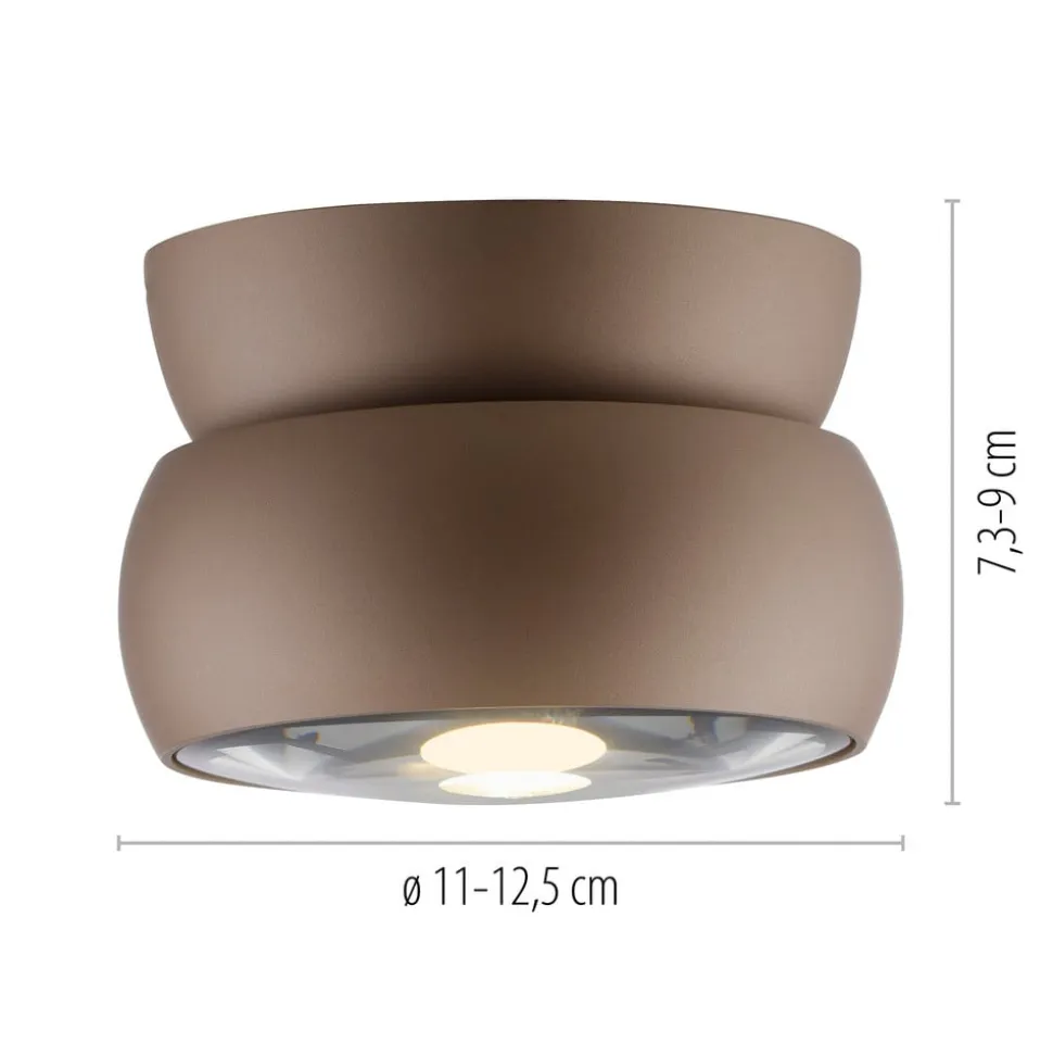 PURE LED-loftspot Move, Ø 12 cm, bronzefarvet, metal/glas