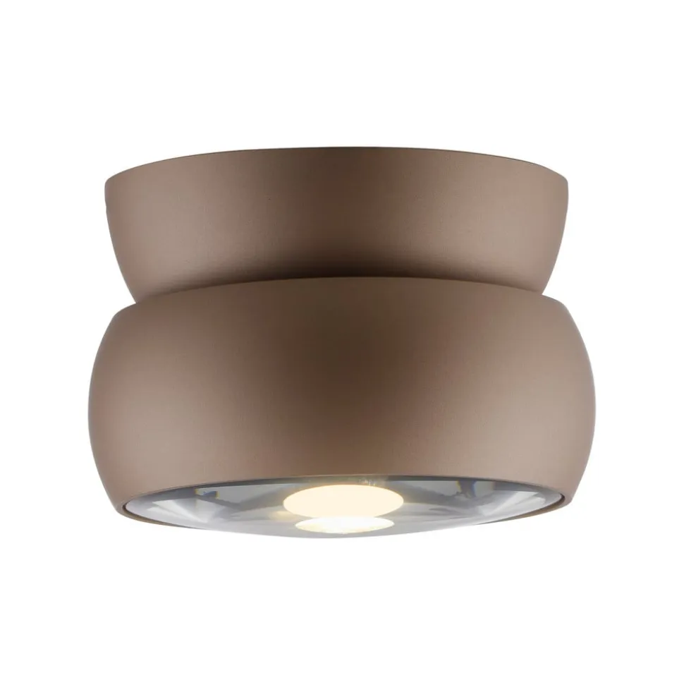 PURE LED-loftspot Move, Ø 12 cm, bronzefarvet, metal/glas