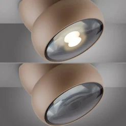 PURE LED-loftspot Move, Ø 12 cm, bronzefarvet, metal/glas