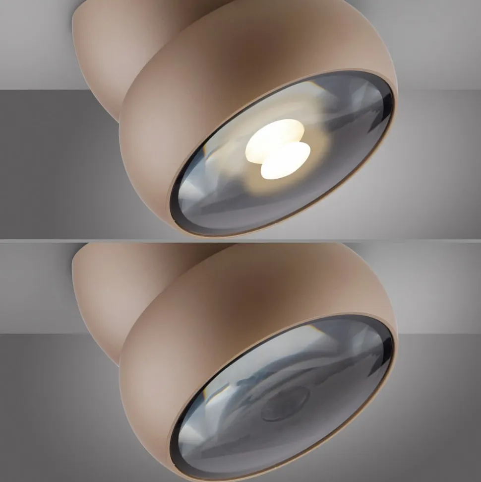PURE LED-loftspot Move, Ø 12 cm, bronzefarvet, metal/glas
