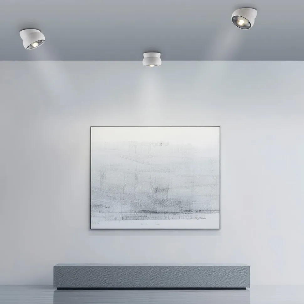 PURE LED-loftspot Move, hvid, Ø 12 cm, metal/glas