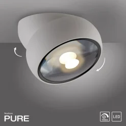 PURE LED-loftspot Move, hvid, Ø 12 cm, metal/glas