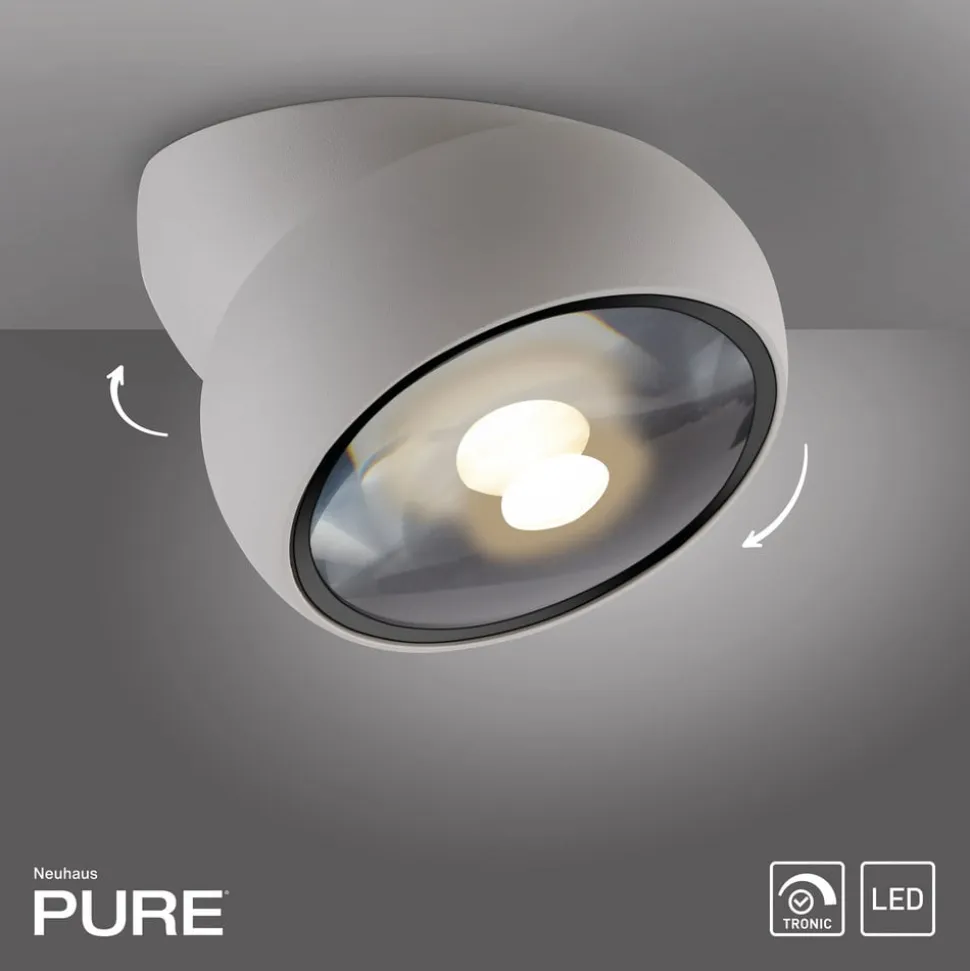 PURE LED-loftspot Move, hvid, Ø 12 cm, metal/glas