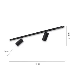 PURE Technik LED-skinnelampe, 2 lyskilder, sort