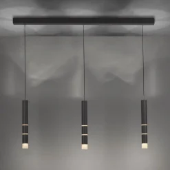 PURE Vega LED-hængelampe, 3 cylindere, sort