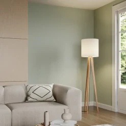 Quitani gulvlampe Nida, træramme, hvid skærm