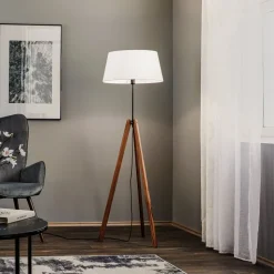 Quitani gulvlampe Reba, stativ, chintz hvid