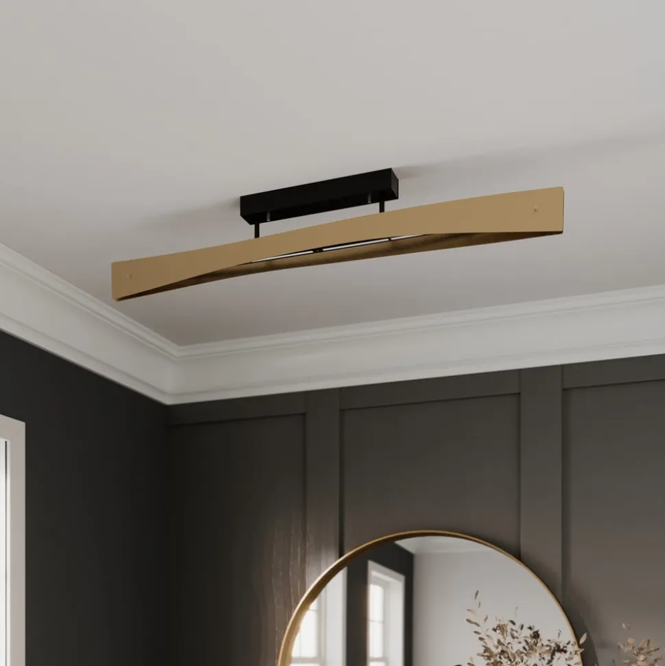 Quitani LED-loftslampe Lian, messing, sort