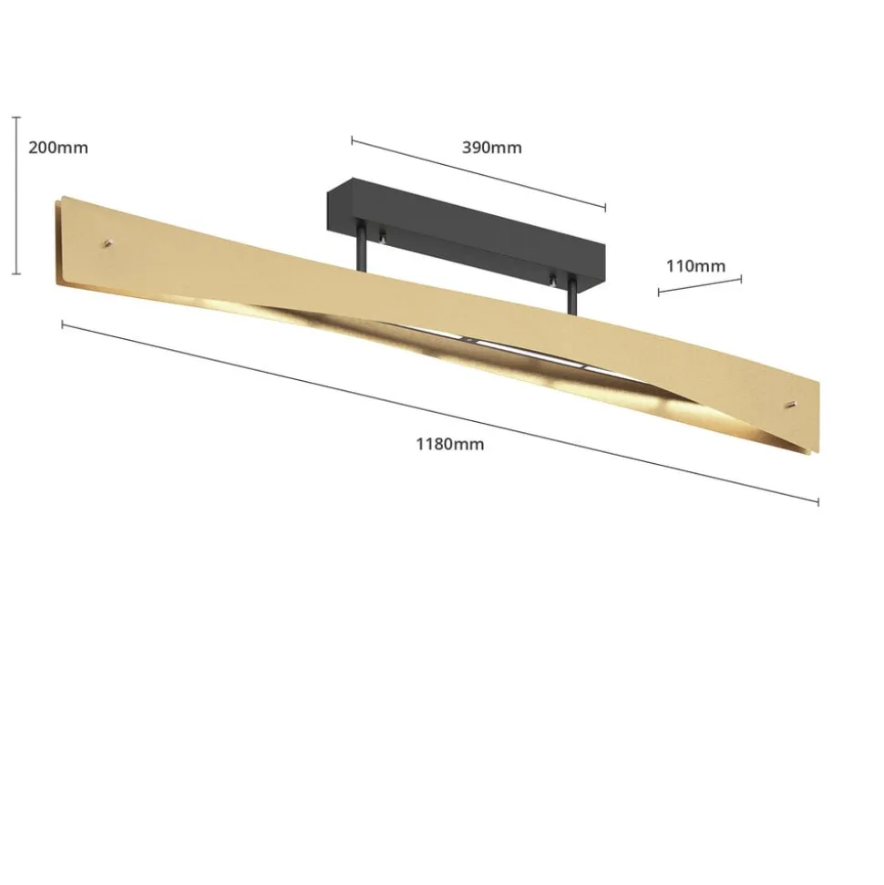 Quitani LED-loftslampe Lian, messing, sort