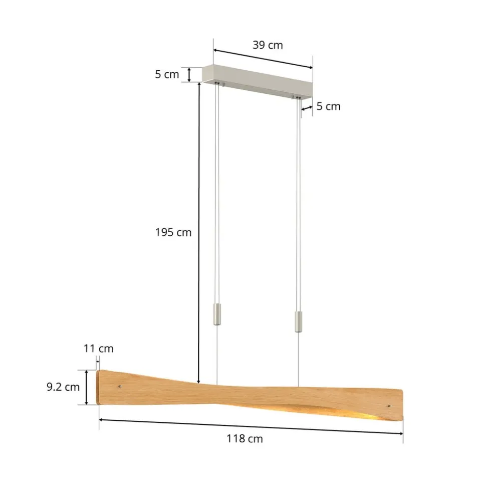 Quitani LED-pendel Lian, egetræ