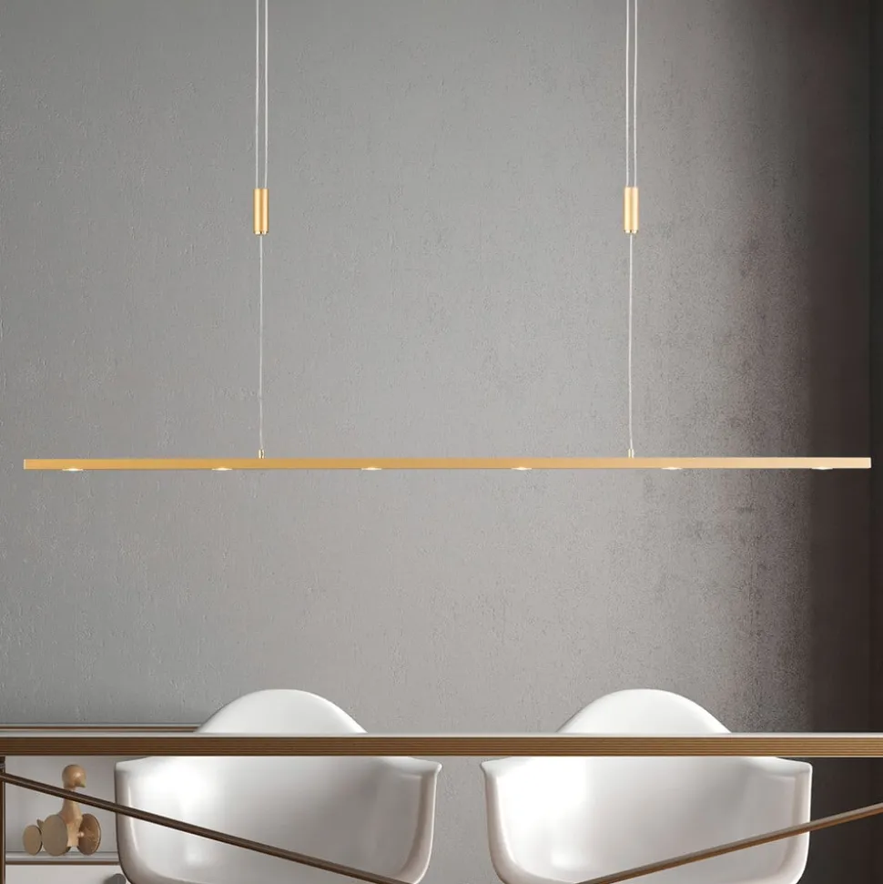 Quitani LED-pendellampe Tolu, længde 119 cm, messing