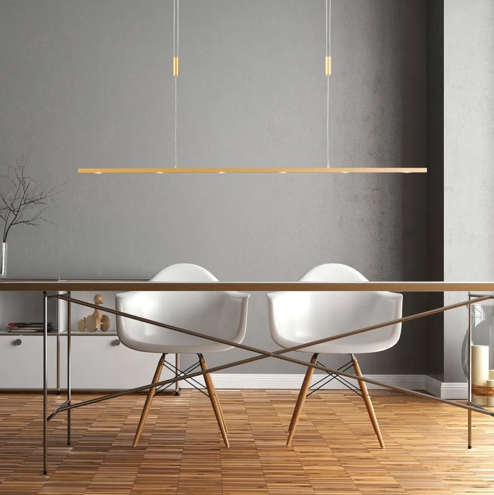 Quitani LED-pendellampe Tolu, længde 119 cm, messing