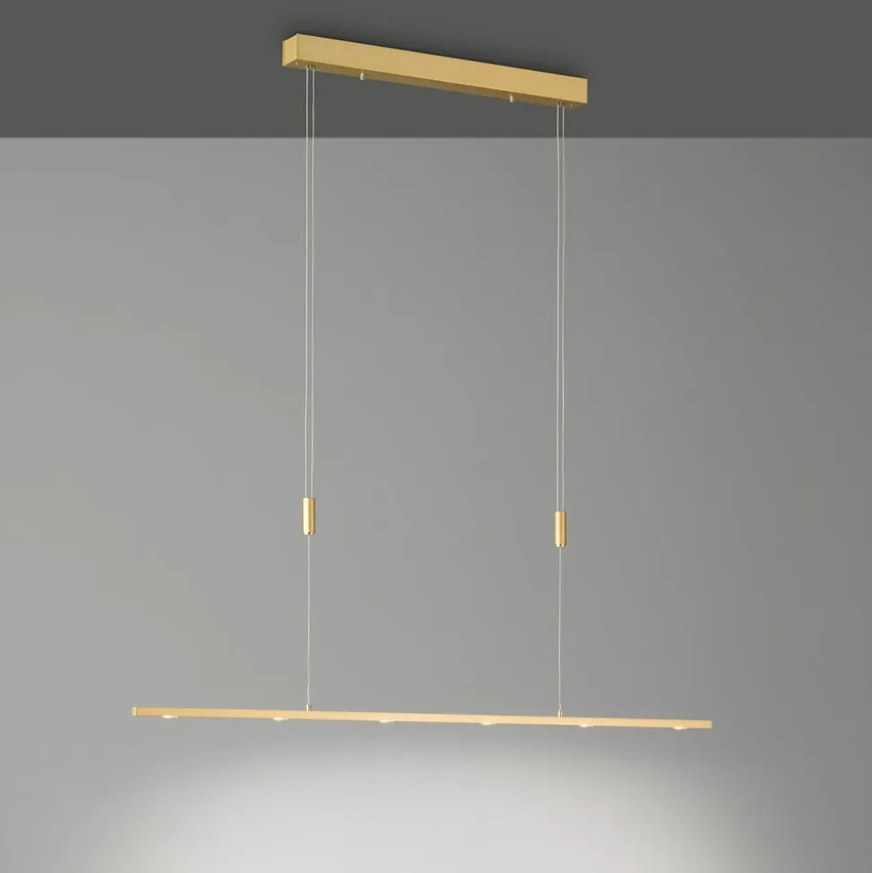 Quitani LED-pendellampe Tolu, længde 119 cm, messing