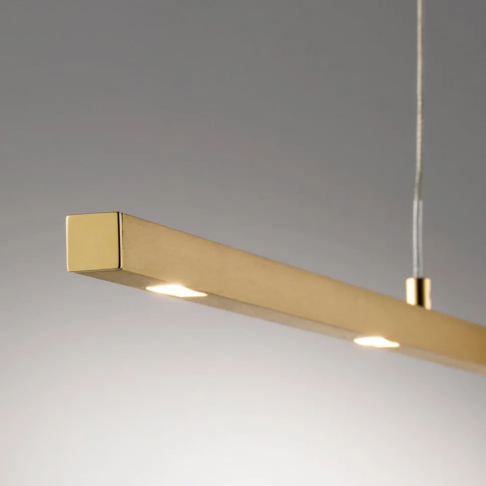 Quitani LED-pendellampe Tolu, længde 119 cm, messing