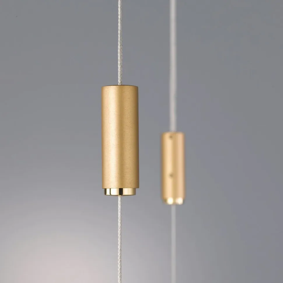 Quitani LED-pendellampe Tolu, længde 119 cm, messing