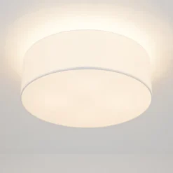 Quitani loftslampe Gala, Ø 50 cm, chintz, hvid, Ø 50 cm