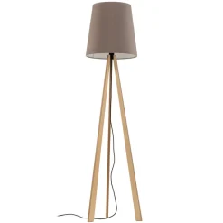 Quitani trebenet gulvlampe Jata, træ, filt, grå