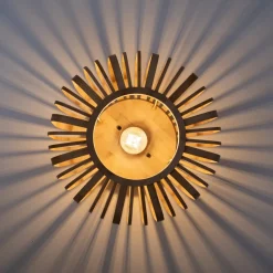 Racoon loftlampe af træ, tykke stivere, Ø 42cm