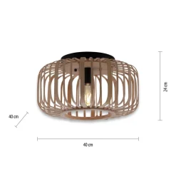 Racoon loftlampe af træ, tykke stivere, Ø 42cm