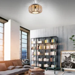 Racoon loftlampe af træ, tykke stivere, Ø 42cm