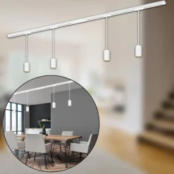 RAIL 230 V skinnesystem, hvid, 4 pendler, længde 1,5 m