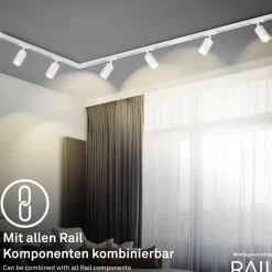 RAIL 230 V skinnesystem, hvid, 4 LED-pendler, længde 1,5 m