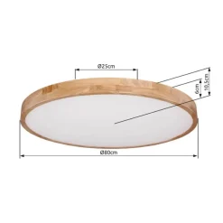 Rainer LED-loftlampe, Ø 80 cm, træ-effekt, metal, CCT