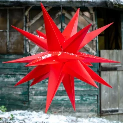 Rød kunststof-stjerne Jumbo, udendørs, 18 takker