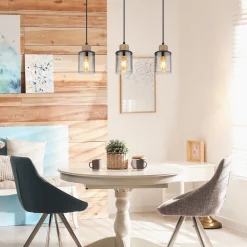 Reid pendellampe, 3 lyskilder, sort/røg