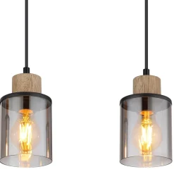 Reid pendellampe, 3 lyskilder, sort/røg