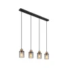 Reid pendellampe, 4 lyskilder, sort/røg