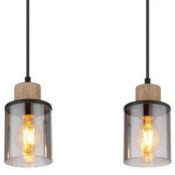 Reid pendellampe, 4 lyskilder, sort/røg