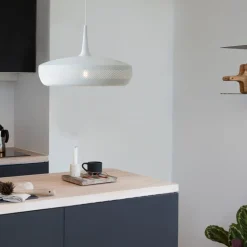 Retro pendellampe Clava Dine, hvid