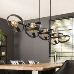 Ringelbach hængearmatur, 8 lyskilder, antracit, roterende ringe