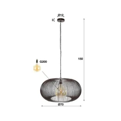 Rippberg hængelampe, sort, 1 lyskilde