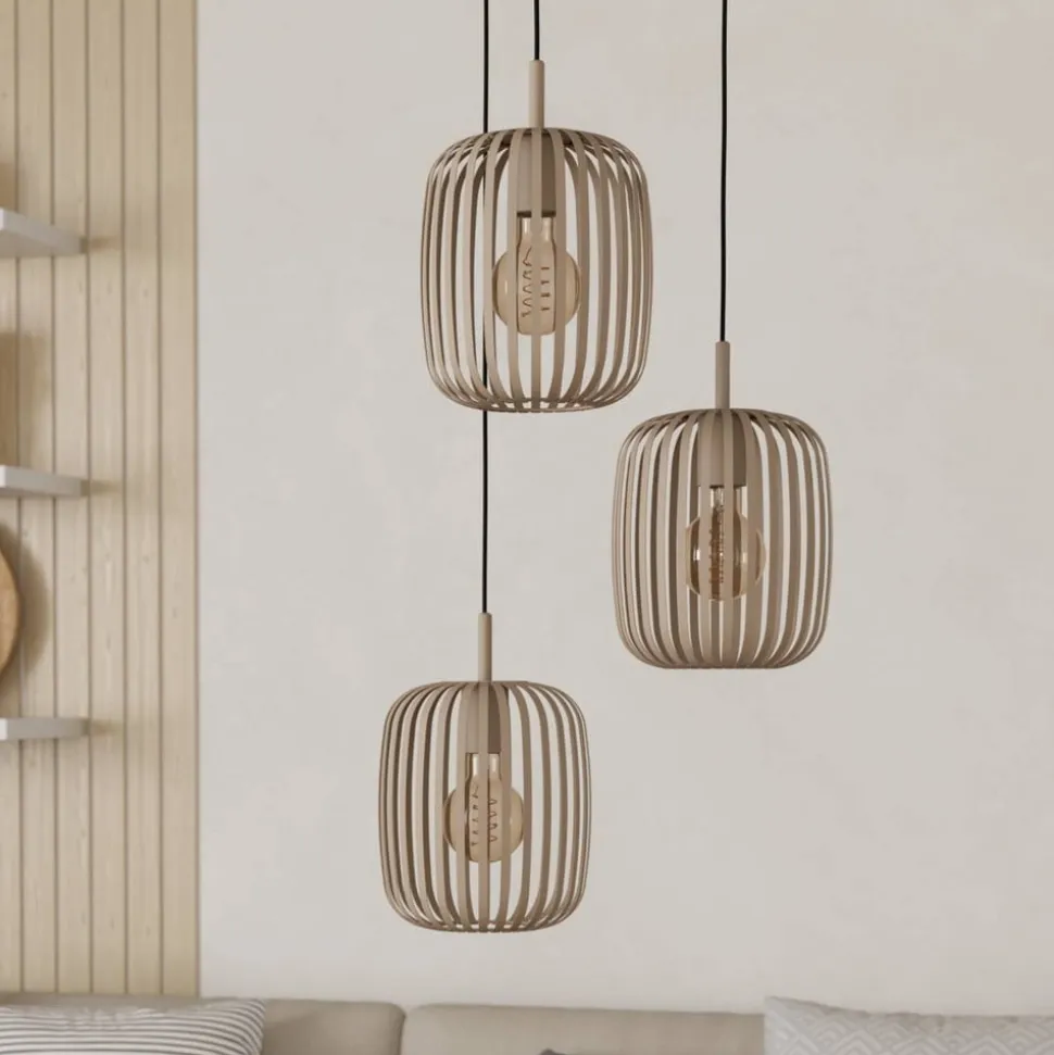 Romazzina hængelampe, Ø 46 cm, sandfarvet, 3 lyskilder, stål