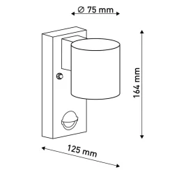 Rombe udendørs væglampe med sensor, 1 lyskilde