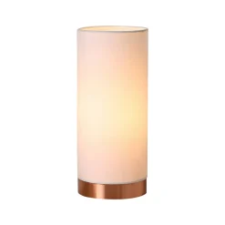 Ronja hvid bordlampe med kobberfarvet fod