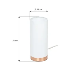 Ronja hvid bordlampe med kobberfarvet fod