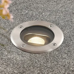 Rund LED nedgravningslampe Doris, stål