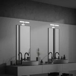 Runt LED-væglampe IP44 arm 4.000 K mat krom