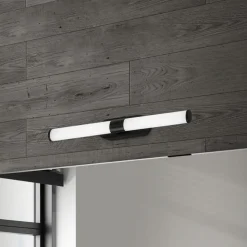 Runt LED-væglampe IP44 direkte 4.000 K sort